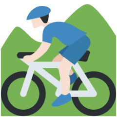 Come Ciclista uomo di mountain bike: carnagione chiara emoji appare su Twitter.