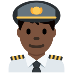 How Man Pilot: Dark Skin Tone emoji looks on Twitter.