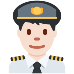 How Man Pilot: Light Skin Tone emoji looks on Twitter.