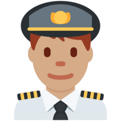 A quoi ressemblent les emoji Pilote homme: peau légèrement mate sur Twitter.