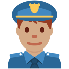 How Man Police Officer: Medium Skin Tone emoji looks on Twitter.