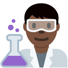 How Man Scientist: Dark Skin Tone emoji looks on Twitter.