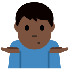 How Man Shrugging: Dark Skin Tone emoji looks on Twitter.