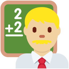 How Man Teacher: Medium-Light Skin Tone emoji looks on Twitter.