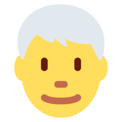 Hvordan Mand: hvidt hår emoji ser ud på Twitter.