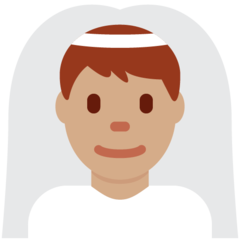 How Man with Veil: Medium Skin Tone emoji looks on Twitter.