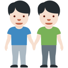 Hoe Mannen hand in hand: lichte huidskleur emoji eruit ziet op Twitter.