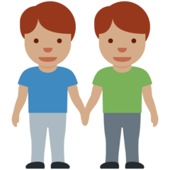 How Men Holding Hands: Medium Skin Tone emoji looks on Twitter.