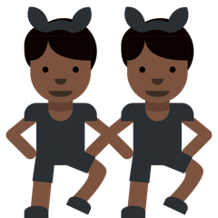 A quoi ressemblent les emoji Hommes avec des oreilles de lapin : peau foncée sur Twitter.