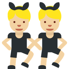 A quoi ressemblent les emoji Hommes avec des oreilles de lapin : peau moyennement claire sur Twitter.