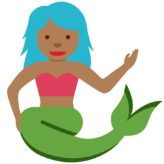 How Mermaid: Medium-Dark Skin Tone emoji looks on Twitter.