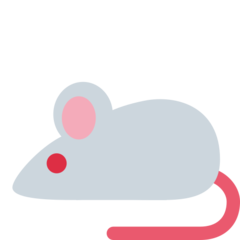 Bagaimana Tikus putih emoji terlihat di Twitter.