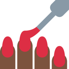 How Nail Polish: Dark Skin Tone emoji looks on Twitter.