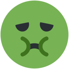 How Nauseated Face emoji looks on Twitter.