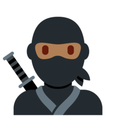 Hoe Ninja: donkergetinte huidskleur emoji eruit ziet op Twitter.