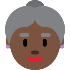 How Old Woman: Dark Skin Tone emoji looks on Twitter.