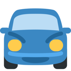 Hoe Naderende auto emoji eruit ziet op Twitter.