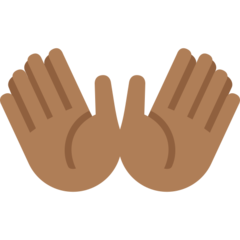 How Open Hands: Medium-Dark Skin Tone emoji looks on Twitter.