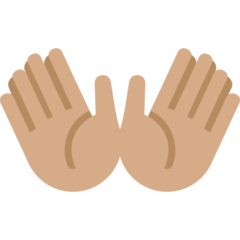 How Open Hands: Medium Skin Tone emoji looks on Twitter.