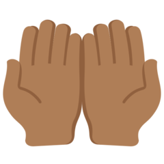 How Palms up Together: Medium-Dark Skin Tone emoji looks on Twitter.