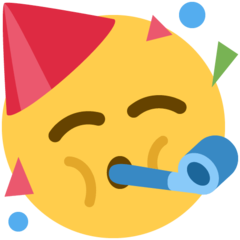 Cómo se ve el emoji Cara de fiesta en Twitter.