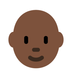 How Person: Dark Skin Tone, Bald emoji looks on Twitter.