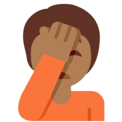 How Person Facepalming: Medium-Dark Skin Tone emoji looks on Twitter.