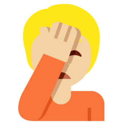 How Person Facepalming: Medium-Light Skin Tone emoji looks on Twitter.