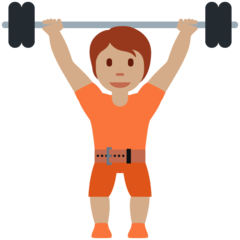 How Person Lifting Weights: Medium Skin Tone emoji looks on Twitter.