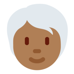 Bagaimana Dewasa: warna kulit gelap-sedang, rambut putih emoji terlihat di Twitter.