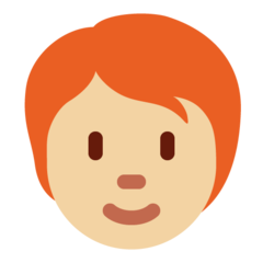 Bagaimana emoji Dewasa: ton kulit sederhana cerah dan rambut merah kelihatan di Twitter.