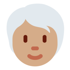 Come Persona: carnagione olivastra e capelli bianchi emoji appare su Twitter.