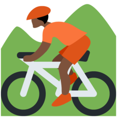 How Person Mountain Biking: Dark Skin Tone emoji looks on Twitter.