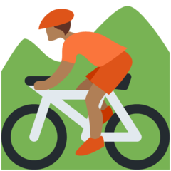 How Person Mountain Biking: Medium-Dark Skin Tone emoji looks on Twitter.