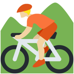 Come Ciclista di mountain bike: carnagione abbastanza chiara emoji appare su Twitter.