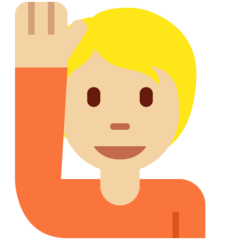 Wie Person mit erhobenem Arm: mittelhelle Hautfarbe Emoji auf Twitter aussieht.