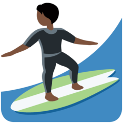 How Person Surfing: Dark Skin Tone emoji looks on Twitter.