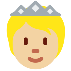 A quoi ressemblent les emoji Personne avec une couronne : peau moyennement claire sur Twitter.