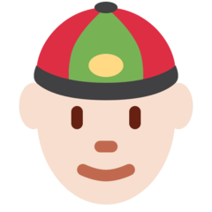 Bagaimana Orang dengan topi Tionghoa: warna kulit cerah emoji terlihat di Twitter.