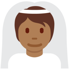 A quoi ressemblent les emoji Personne mariée avec voile: peau mate sur Twitter.