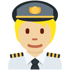 A quoi ressemblent les emoji Pilote: peau moyennement claire sur Twitter.