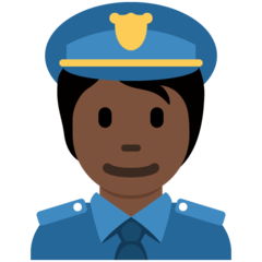 How Police Officer: Dark Skin Tone emoji looks on Twitter.