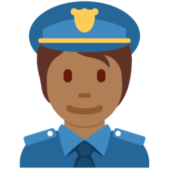 Wie Polizist(in): mitteldunkle Hautfarbe Emoji auf Twitter aussieht.