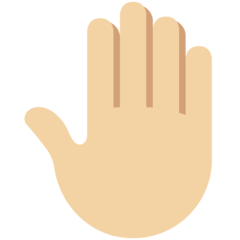 How Raised Back of Hand: Medium-Light Skin Tone emoji looks on Twitter.