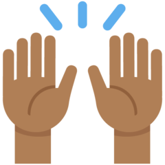 How Raising Hands: Medium-Dark Skin Tone emoji looks on Twitter.