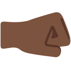 How Right-Facing Fist: Dark Skin Tone emoji looks on Twitter.