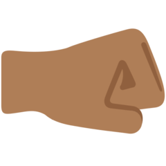 How Right-Facing Fist: Medium-Dark Skin Tone emoji looks on Twitter.