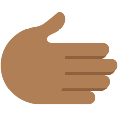 How Rightwards Hand: Medium-Dark Skin Tone emoji looks on Twitter.