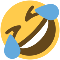 Hur Rullar runt på golvet och skrattar emoji ser ut på Twitter.