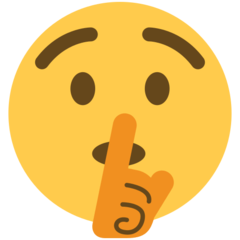 איך פרצוף עושה סימן לשקט emoji נראה על Twitter.